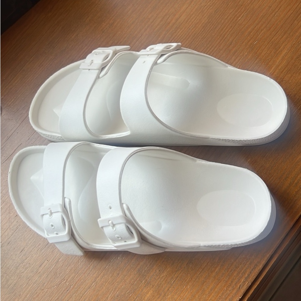 White Slide Sandals